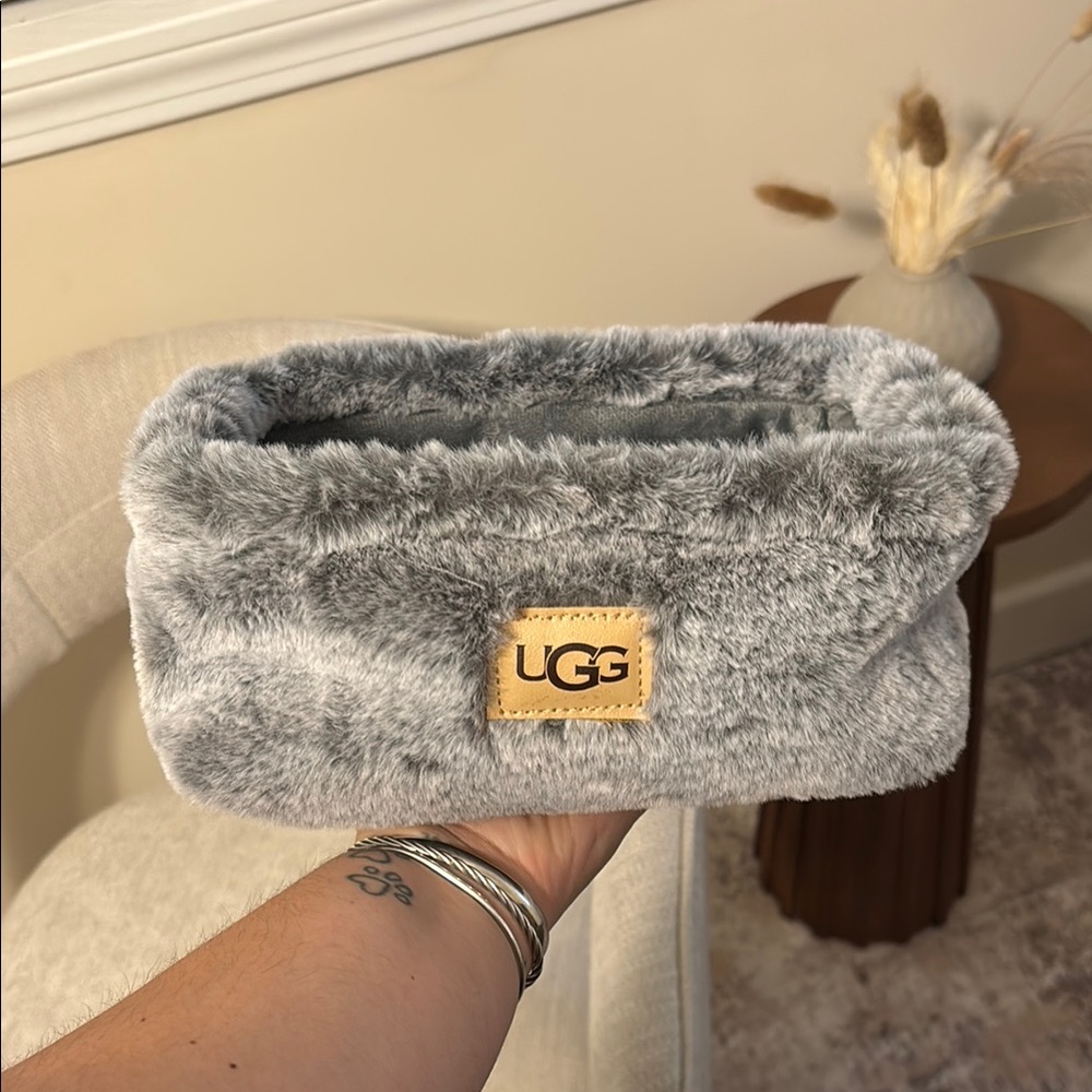 UGG Soft Fluffy Gray Basket Storage Decor